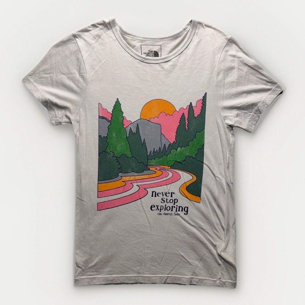 The North Face Never Stop Exploring Womens XS Graphic T Shirt Hiking Casual Tee